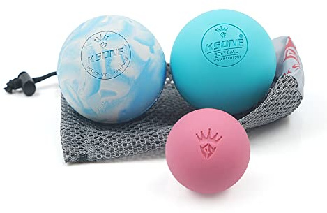 KSONE Massage Lacrosse Balls -Massage Balls for Myofacial Release&Trigger Point Therapy-Set of 2-Hard Lacrosse Massage Ball &Soft Massage Ball with one mini Ball