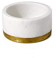 Serene Spaces Living White Marble Bowl with Brass Ring, Multi-Purpose Decorative Bowl - Centerpiece, Fruit, Candle Holder - Small Size, 2 Tall x 4 Diameter