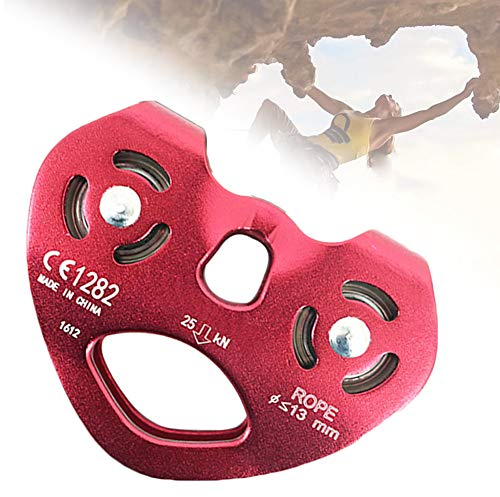 NANANA Seilrolle Umlenkrolle 25KN Lager Mobile Riemenscheibe aus Aluminium Klettern Aufstiegshilfe Absturzsicherung Sicherungsgerät für das Klettern und Die Rettung im Freien, 108x87mm