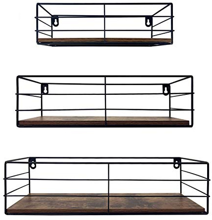 CRUGLA Floating Shelves Wall Mounted Set of 3, Hanging Storage Wall Shelf for Bathroom, Living Room, Bedroom, Kitchen Home