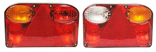 JJ 2 x Feux Arrière 12V 24V Universel Droit + Gauche Ampoules 7 Fonctions Homologué E11 Pour Remorque Camion Camping-car Caravane Tracteur Fourgon Châssis
