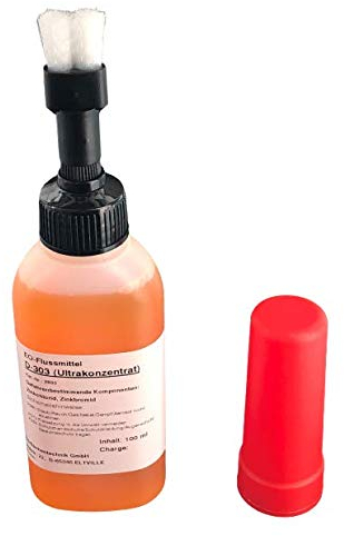 100 ml Flussmittel D-303 in Dosierflasche mit Pinsel, nachfüllbar, Spezialflussmittel zum Weichlöten von Kupfer- und Messingwerkstoffen,