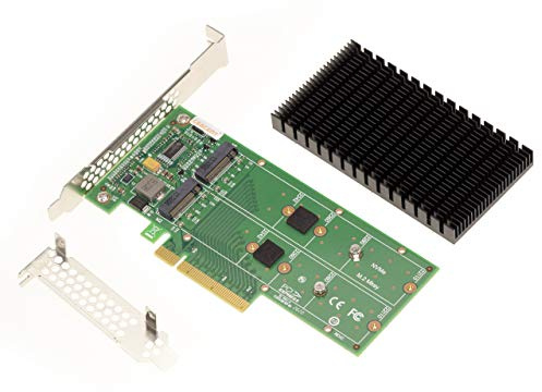 KALEA-INFORMATIQUE M2 PCIe 3.0 x8 Controller-Karte für 2 M.2 NVMe M Key SSDs mit Kühler, für Bifurkationsmodus.