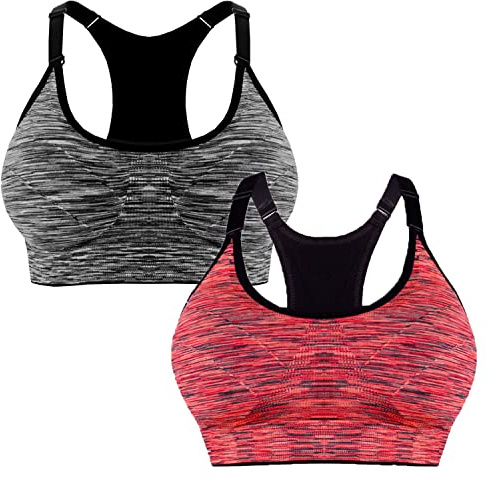 Libella Soutien-Gorge de Sport Femme Push Brassière Femme chinée Excellent Maintien Rembourrée sans Armatures Fitness Brassière Sport Dos croisé 3714