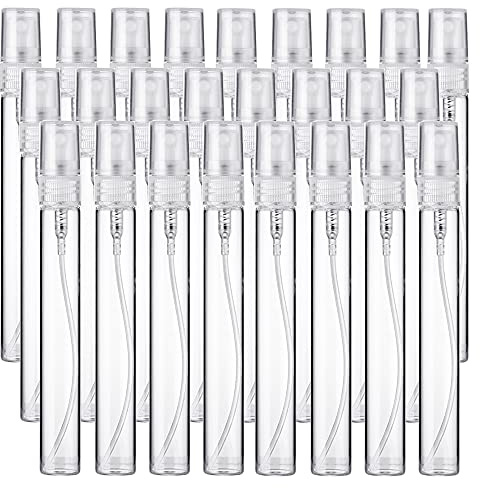 Tucireat Flacone Spray Vuoto 10 ml 25 Pezzi Flaconcini Vuoti per Liquidi 10 ml Flaconi Vuoti Atomizzatore Profumo Dispenser Profumo da Viaggio Spray Bottle Spray Vuoto Flaconcino Spray in Vetro