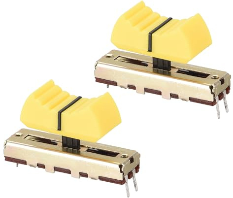 sourcing map 2 Stück Fader Variable Widerstände Mixer 35mm Gerade Rutsche Potentiometer B50K Ohm Gelb Schwarz Knöpfe