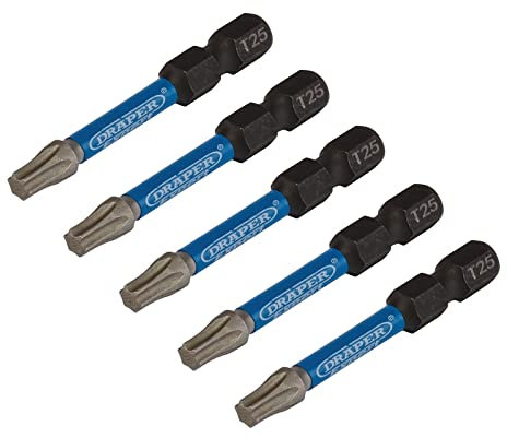 Draper Expert TX Star Impact Screwdriver Bit Set (5-Piece) | T10 Star 1/4 Inch Hex Hand Tools Bit Adapter Set | 05649