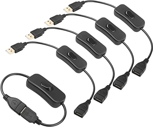 VISSQH 5pcs USB Cable Switch,USB Male to Female Cable with On/Off Switch USB Extension Inline Rocker Switch for Driving Recorder LED Desk Lamp USB Fan LED Strip(Black)