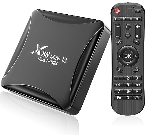 Android TV Box 13.0, Android Box 4GB RAM 32GB ROM RK3528 Quad-Core 64bit Cortex-A53 Support 2.4/5.0GHz dual-Band Wi-Fi 10/100M Ethernet USB 2.0 HD 8K