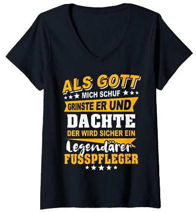 Lustiger Spruch Beruf Fusspfleger T-Shirt mit V-Ausschnitt