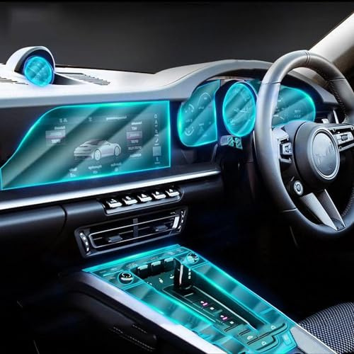 JCAKES Console centrale interna dell'automobile Pellicola protettiva trasparente TPU Accessorio pellicola di riparazione antigraffio, per PORSCHE 911 992 2019-2022