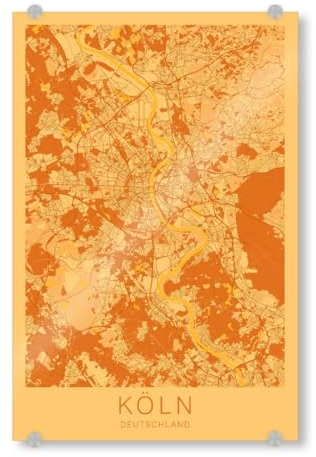 artboxONE Acrylglasbild 45x30 cm Städte/Köln City Map Plan Köln Bild hinter Acrylglas - Bild köln köln köln City