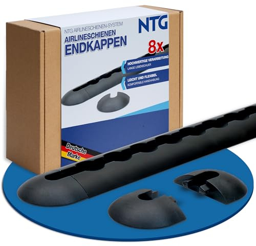 NTG Endkappe für Airlineschiene Schwarz 8 Stück - halbrunde Form Kunststoff | Endabdeckung für Zurrschiene - Einsteckkappe Airline-Schiene - Ladungssicherung Zubehör für LKW Transporter