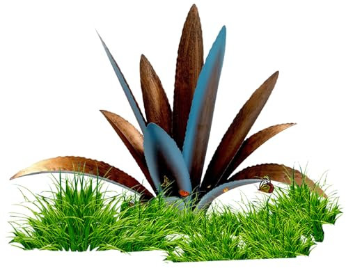 Hperu Tequila Sculpture Rustique métal Agave Yard Art Rustique métal Plantes d'agave pour Statue d'agave d'agave extérieure pour décoration de Jardin de Jardin de Patio 15x15x17cm Statues extérieure