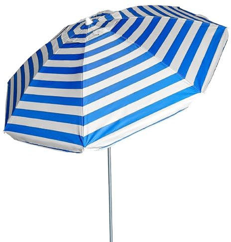 Pincho Grand parasol de plage Ø200 cm, anti-vent, protection UV 50, matériaux de qualité, tube en aluminium, tiges en fibre de verre, bâton inclinable, 11, Grande
