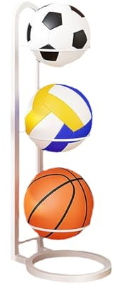 Teksome Rastrelliera per palloni - Rastrelliera per Organizer da Basket, Supporto da Calcio in Ferro, ripiano per palloni in Ferro Multistrato, cestello portapalloni per Camera da Letto, Garage