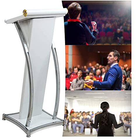 Rednerpult-Podiumständer, bodenstehender Rednerpultständer aus Metall, professionelles Rednerpult mit breiter Leseplatte, Rednerpult für Konferenzrestaurants/Weiß/47 x 47 x 110 cm (Weiß 47 x 47 x 110