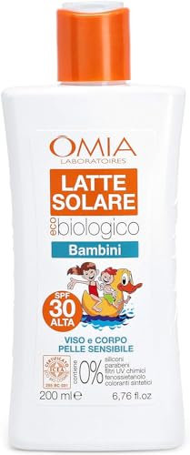 Latte Solare Eco Bio Bambini SPF 30 Viso e Corpo, Protezione Solare Bambini Alta per Pelli Delicate e Sensibili, con Olio di Mandorle e Olio di Sesamo, (2 flaconi da 200 ml)
