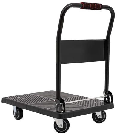 Schwarz Plattformwagen, 150kg Industrie Plattformwagen Klappbar Handwagen Transportwagen Klappwagen mit 4 Mute Wheel, für Lagerung Verteilung Transport 48 * 72 * 85cm