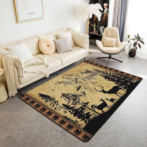 Kind Teppich 80 X 120 cm / 31.5 X 47.2, Schlafzimmer Teppich, 3D Teppiche Wohnzimmer Teppiche Weich rutschfest Teppich Für Wohnzimmer Schlafzimmer Bettvorleger Wildtier Elch -9N1M8M8