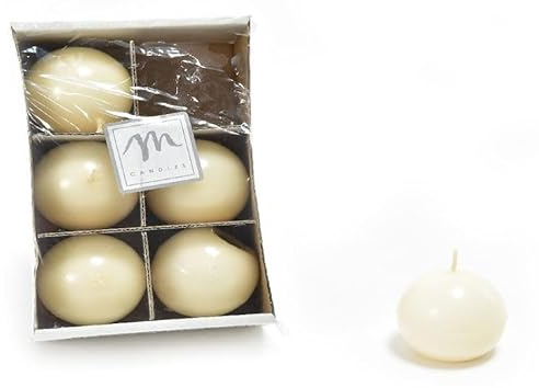 Magie di Natale Kugelkerzen aus Wachs glänzend Ø 4,5 cm Weihnachtsdeko 6er Set (Elfenbein)