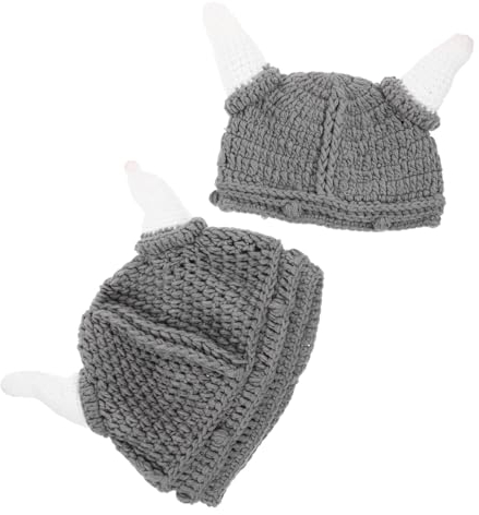 SAFIGLE 2stücke Strickmütze Mit Ochsenhörnern Lustige Cosplay-mütze Ochsenhornmütze Für Junge Mädchen Und Erwachsene Für Partys Und Kostüme