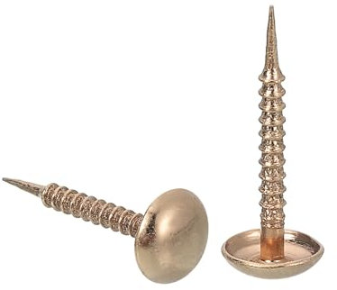 sourcing map 50Pcs Upholstery Nails, 8x20mm Upholstery Tacks Furniture Tacks Round Head Decorative Tacks for Sofas Beds DIY Project, Gold