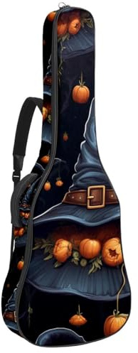 Bassgitarrentasche mit Kunst Halloween Hexenhut 91, Akustikgitarrentasche 101,6 cm E-Gitarrenkoffer, wasserdichte Oxford E-Gitarre Gigbag für akustische klassische Gitarre, Ukulele, Kunst Halloween