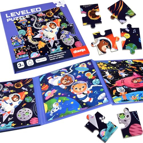 ASTARON Magnetische Puzzle für Kinder 20-25-30 Stück Weltraumreise Kinderpuzzle ab 3 Jahre, Beschäftigung für Kinder im Autofahrt Flugzeug, Kindergeburtstag Geschenke