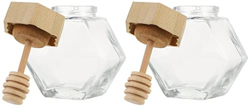 MOLUCKFU 2stücke Honigglas Aus Klarem Glas Mit Dicht Schließendem Holzdeckel Luftdichte Vorratsdosen Für Honig Marmelade Und Lebensmittelaufbewahrung Langlebige Küchenbehälter Transparent