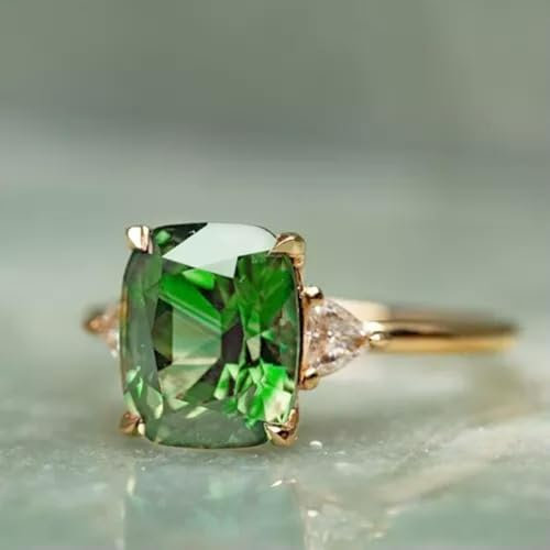 Ringe mit Gelbgold 18 Karat, eleganter Zirkonia, Verlobungsschmuck, Größen 6–10–7, Gold