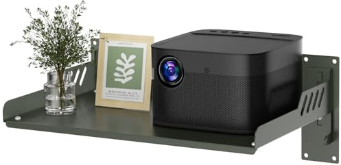 suptek 15.7”x9.8” Projector Wall Mount Shelf – Floating Shelf for Router, Modem, Cable Box – Space-Saving and Compact Wall-Mounted Stand for Home/Office, Gunmetal Gray, PRBG01M