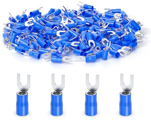 ERGAOBOY 200Pcs 16-14 AWG Isolierte Gabel Kabelschuhe, Blau U-Typ Elektrische Crimp Terminal