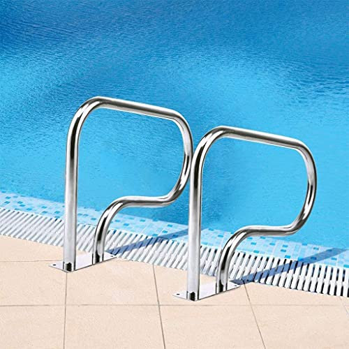 QIANMEI 3 Elbow Pool Handrails, 30 In Swimming Pool Stair Rail, 304 Stainless Steel Rustproof Pool Grab Rails For Pools And Spas Water Park，Easy Mount，220lbs Load Capacity(2pcs)
