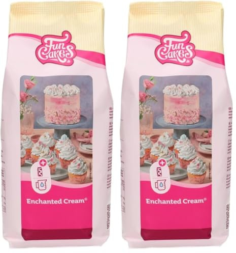 FunCakes Mix für Enchanted Cream®: Einfach zu verwendende, sehr leichte und flauschige schneeweiße Creme, perfekt zum Füllen und Abdecken von Kuchen oder als Belag für Cupcakes, Halal., 900 g