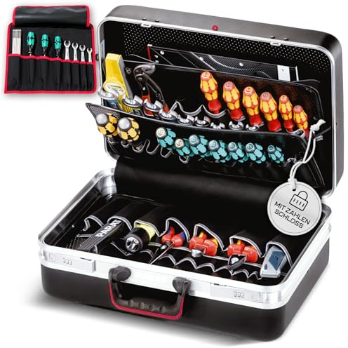 PARAT CLASSIC Plus Safe | Werkzeugkoffer leer mit Zahlenschloss für 50 Werkzeuge | inkl. BASIC Roll-Up Case 8 | Robuster Werkzeugkasten mit Aluminiumrahmen | Werkzeugbox mit Dokumentenfach & Softgriff