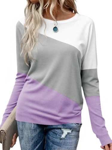 Cicy Bell Camiseta de manga larga para mujer, cuello redondo, manga larga, informal, holgada, blusa, túnica