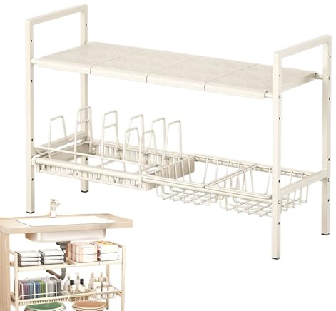Générique Organizzatore Sotto Lavello | Porta Coperchi E Utensili Da Cucina - Mensola allungabile a doppio livello per armadio armadio ripostiglio stoviglie stufa