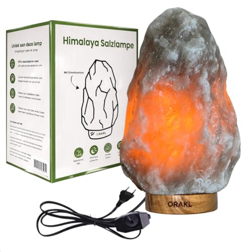 Orakl - Dimmbare Salzlampe Meteor - 100% echtes Himalaya Salz aus Salt Range Pakistan - Salzkristall-Lampe - Salzstein - Tischlamp inkl. 1x 15W Glühbirnen und Geschenkbox (6-8 KG)