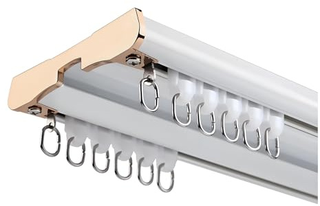 Aluminio 1m 2m 3.0m 4m 5m Riel Deslizante para Cortina Doble, Silencioso Resistente Ultrafino Rieles para Carril de Techo de Cortinas de Sistemas para Divisores(Blanca,3.30m(10.8ft))