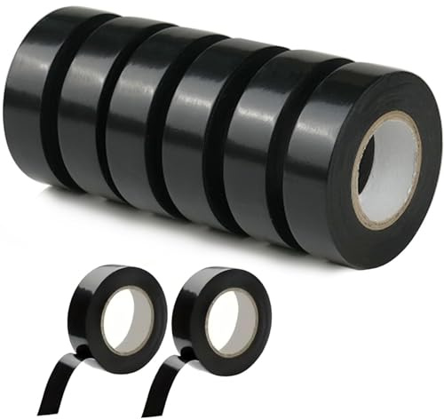 Flosfjylo Black Electrical Tape, 19MM x 20M, 8 rolls Strong Self-Adhesive PVC Insulation Tape for Electrical Wiring, Wire Splicing, Cable Repair, DIY Home & Automotive Use