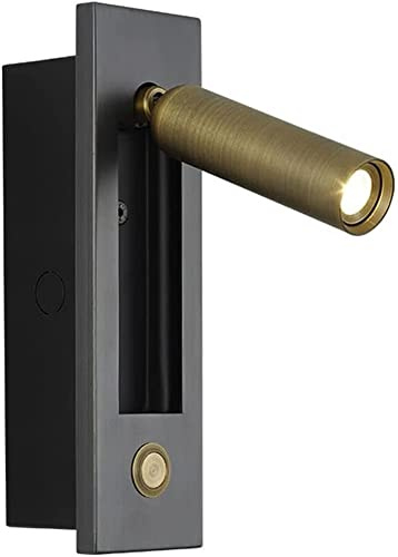 WQHPLMD Lampada di Lettura del Letto Sconce cablato con Interruttore, riflettore a Parete a carico a LED 350 °+90 ° Apparecchiatura Regolabile Spot Lightture Night Lampade per Il Letto dell'hotel