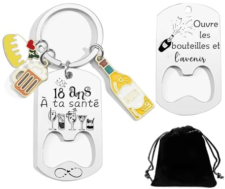 POIUYTRE Porte-Clés pour 18 Anniversaire,18 ans Cadeau Décapsuleur Personnalisé - Porte clef Anniversaire 18 ans Garcon Idée Cadeau 18 Homme et Femme Porte-clés Original Homme Noel