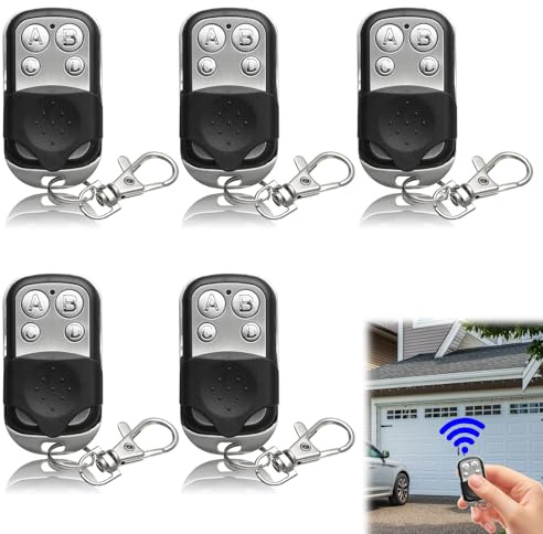 5 PCS Garage Door Remote Fob,433MHz Universal Garage Door Remote with 4 Buttons,Garage Remote Control Key Fob for Garagee Doors Roller Shutters Electric Gates