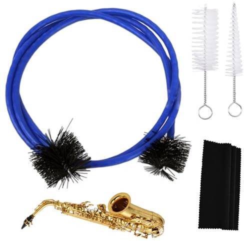 Kit de Limpieza para Trompeta 4 Piezas, con Cepillo Flexible, Cepillo para Boquilla, Cepillo para Válvulas Y Paño, para Trompeta, Trompa, Bombardino, Tuba Y Instrumentos de Viento Metal