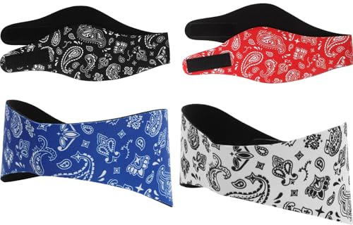 CONGARTENO Lot de 4 Bandeaux de Natation Ajustables en Silicone Étanche Cache-Oreilles pour Garçon et Filles et Adultes, Protection Waterproof pour Piscine et Activités Aquatiques, Bandeaux