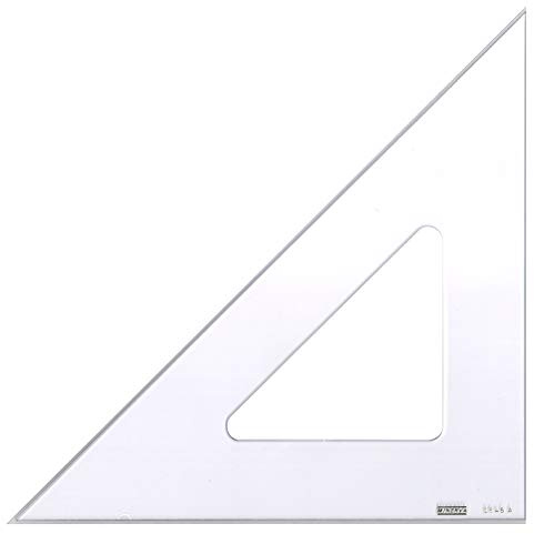 MINERVA Zeichendreieck, Geodreieck, Winkel 45°, 25 cm Kant, Schmutzabweisende Kante, transparent