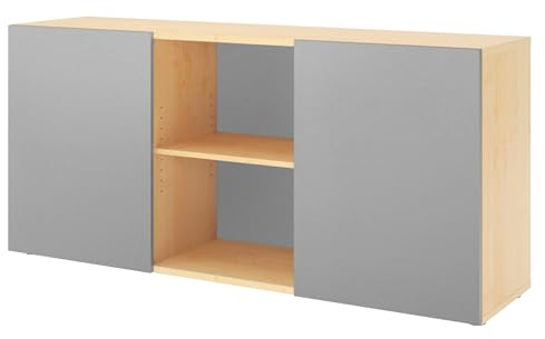 bümö Schwebetürenschrank, Sideboard Ahorn/Silber - Büromöbel Sideboard Holz 160cm breit, 42cm schmal, Büro Schrank mit Schwebetür für Flur oder als Wohnzimmer-Kommode