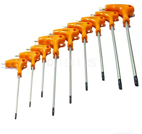 CHIAVI TORX AD ELLE CON FORO SET 9 PEZZI CON MANICO CROMO VANADIO