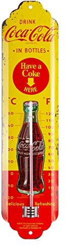 Nostalgic-Art, Analogue Retro Thermometer, Coca-Cola - In Bottles – Gift idea for Coke fans, Metal wall decoration, Vintage design, 6.5 x 28 cm, 80311